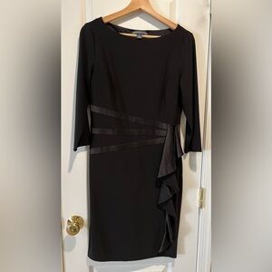 American Living black side ruffle long sleeve pullover dress LBD size 8